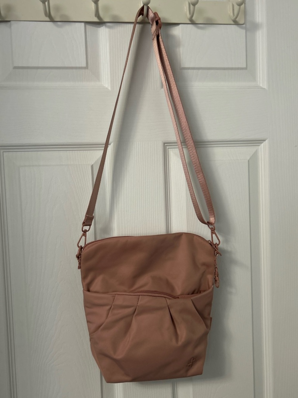Sleek Dusty Rose Crossbody Bag with Pleated Front  & RFID Protection